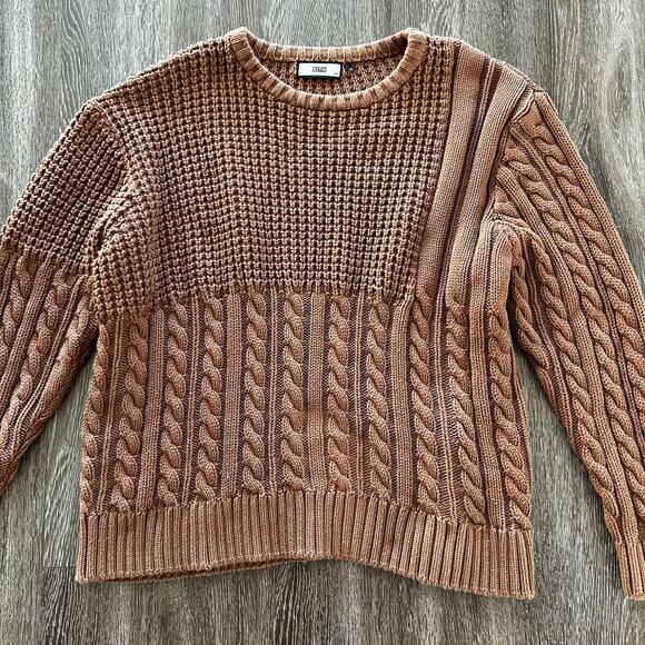 EUC Kith Wheatley Cable Knit Sweater Camel Brown XXL Cotton Crewneck Pullover - Picture 7 of 14